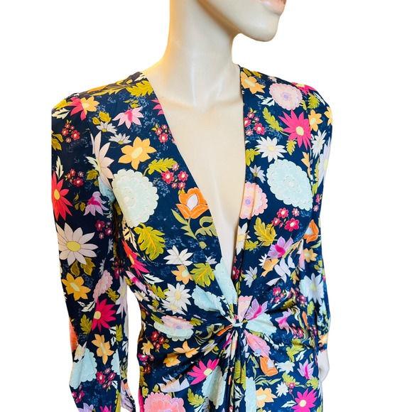 Vintage 80s Betty’s Atelier di Couture Ruched Floral Dress Sz Small Knee High - Picture 4 of 6